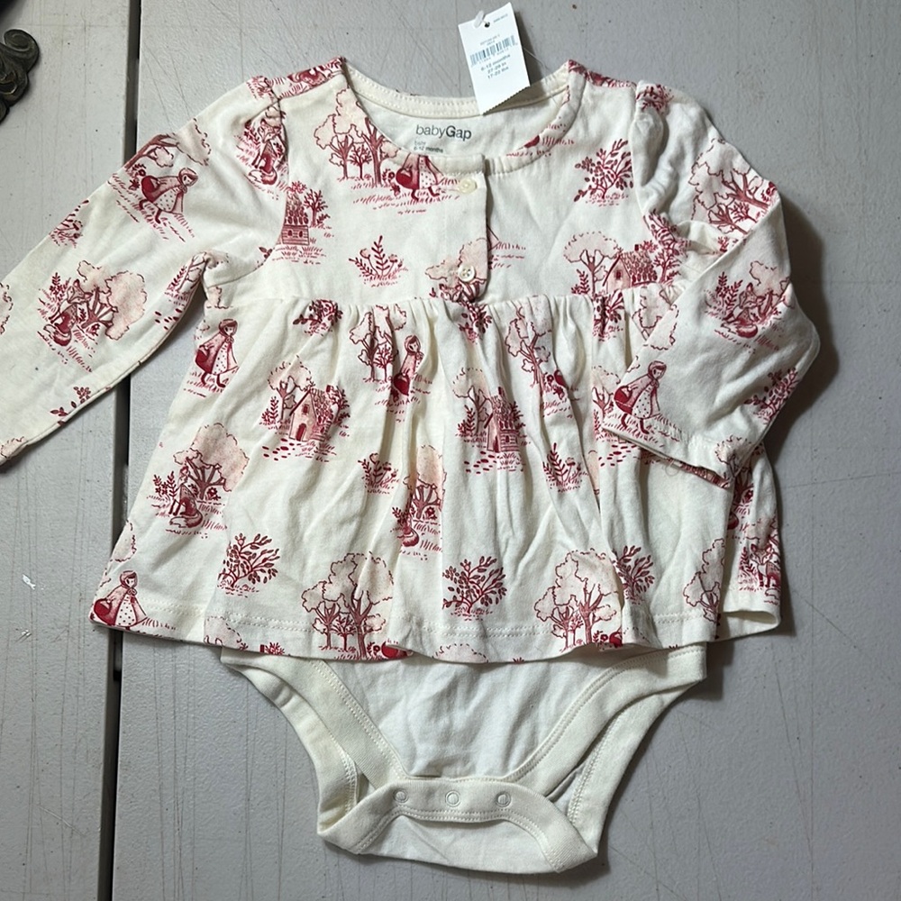 Baby Gap Red Riding Hood Cream and Red Long Sleeve Onesie